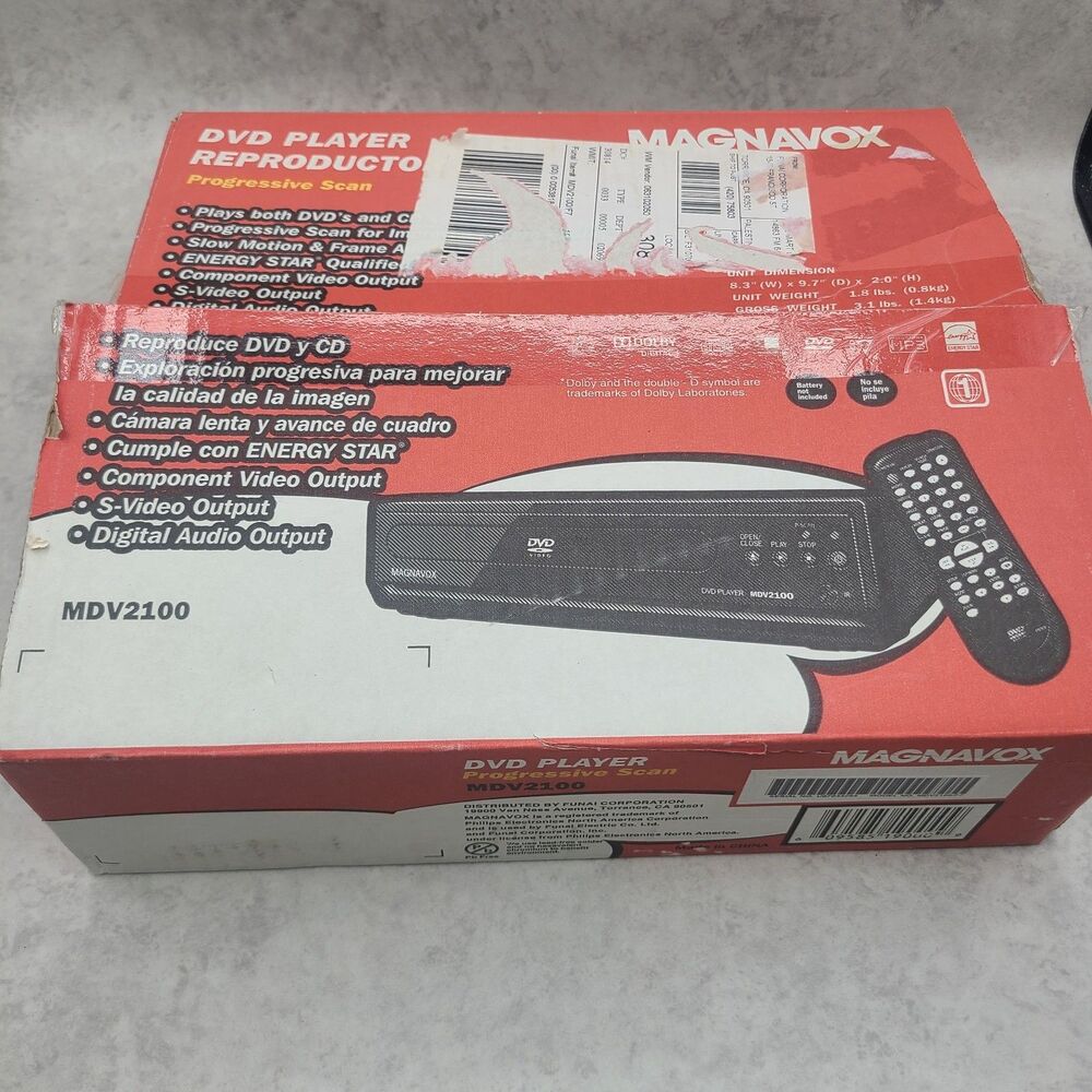 Magnavox MDV2100 DVD CD Player Remote Progressive Scan New Open Box